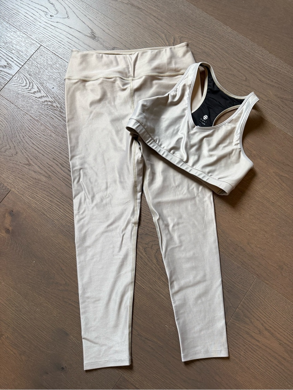 High-Rise Champagne Leggings + Bra Set for Women — Smooth Everyday Comfort